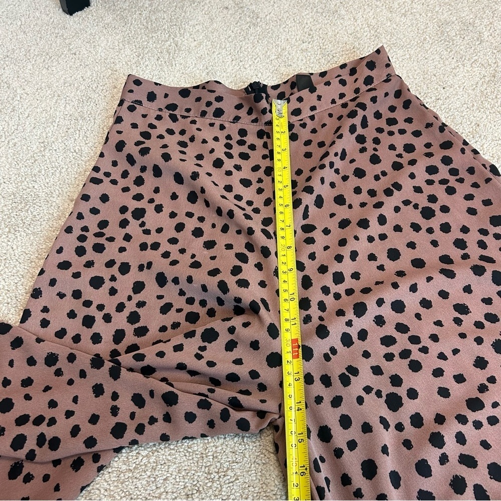 brown black Animal leopard Print High-Rise wide leg Culottes Sz M - Picture 11 of 13